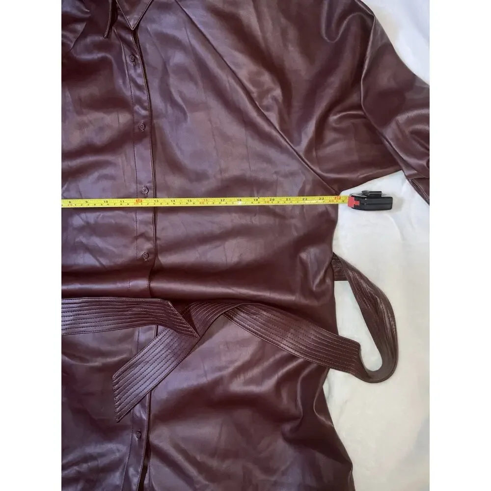 EXPRESS®️Faux Leather Boyfriend Mini Portofino Oversized Shirt Dress NWT-SZ... - Picture 9 of 10